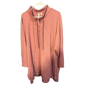 Susan Graver Sport Womens Pullover Hoodie With Drawstring Neck & Pocket Dusty Pi